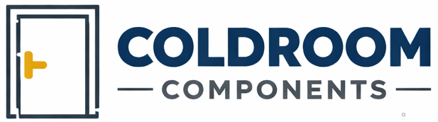 Coldroom Components logo with freezer door on white background